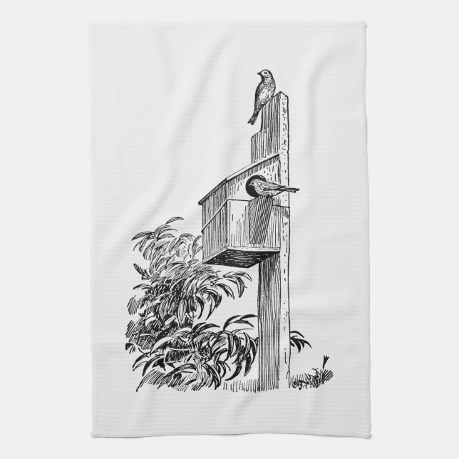 Aves de época y toalla de cocina para el hogar (Vertical)