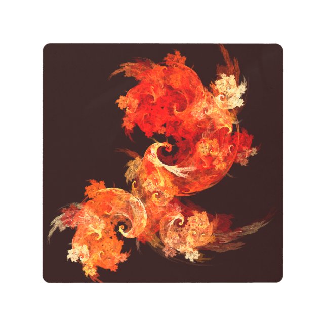 Aves de Fuego bailando Resumen arte mural Metaliza (Anverso)