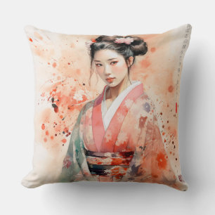Aves de Geisha Cojines decorativos kawaii japonese