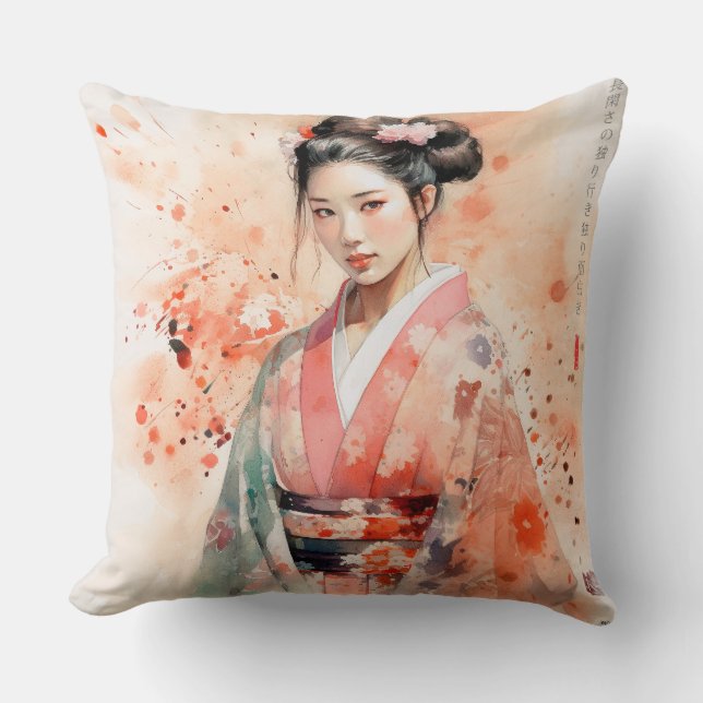 Aves de Geisha Cojines decorativos kawaii japonese (Anverso)