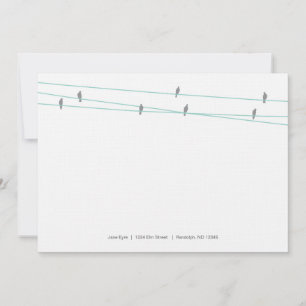 Aves de línea en tarjetas de notas por cable