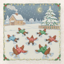 Aves de Navidad en Movimiento, Posavasos de Vidrio