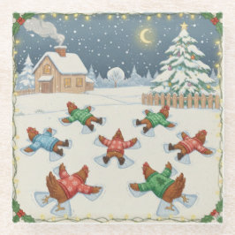 Aves de Navidad en Movimiento, Posavasos de Vidrio