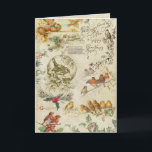 Aves de Navidad ruidosas y holly éfemera<br><div class="desc">Hermoso collage vintage de Navidad con pájaros,  saludos de navidad sagrados y coloridos y grabados de antiguos Navidades de la era victoriana saludando tarjetas con un ambiente de pergamino de estilo angustiado.</div>
