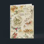 Aves de Navidad ruidosas y holly éfemera<br><div class="desc">Hermoso collage vintage de Navidad con pájaros,  saludos de navidad sagrados y coloridos y grabados de antiguos Navidades de la era victoriana saludando tarjetas con un ambiente de pergamino de estilo angustiado.</div>