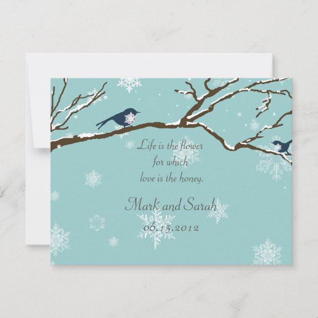 Aves de nieve y copos de nieve Robin Blue RSVP (Anverso)