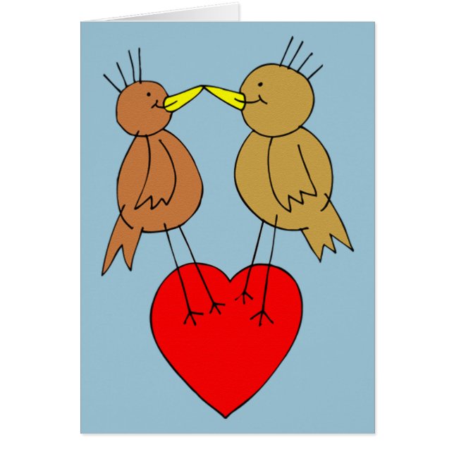 Aves de San Valentín con tarjeta de corazón (Frente)
