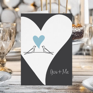 Aves de ti y yo enamorados tarjetas de corazón azu