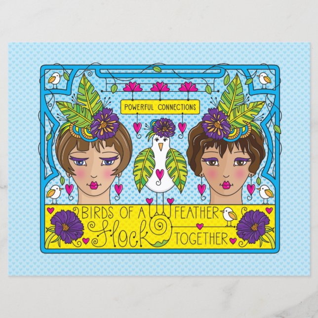 Aves De Una Hoja De Papel De Feather_Flat 11"x8.5" (Anverso)