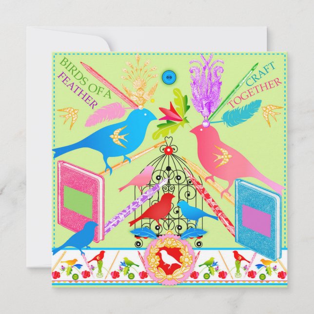 Aves de una nave de pluma juntas Tarjeta plana 2 (Anverso)