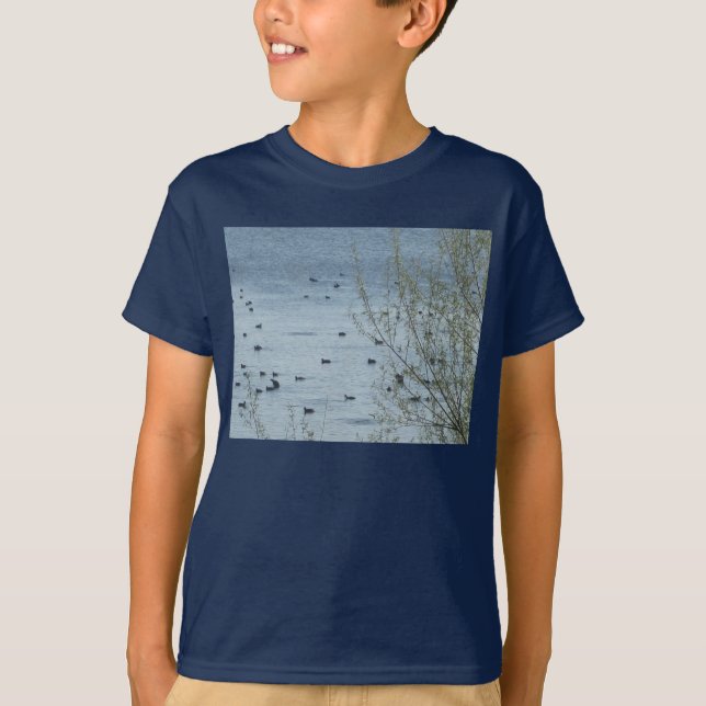 Aves del Lago Niños Camiseta Oscura (Anverso)