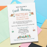 Aves dultas Acuarela Ducha de la tarjeta de cumple<br><div class="desc">Este diseño acuático incluye tres lindos pájaros entregando montones de alegres y coloridos correos para una ocasión especial. Cuando no es posible reunirse en persona, ¡una ducha con tarjeta es la manera perfecta de celebrar! Pídele a la familia y amigos que se unan en la diversión y sorprendan al chico...</div>