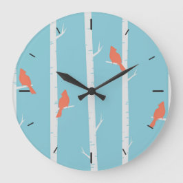 Aves elegantes en las ramas | Reloj de pared