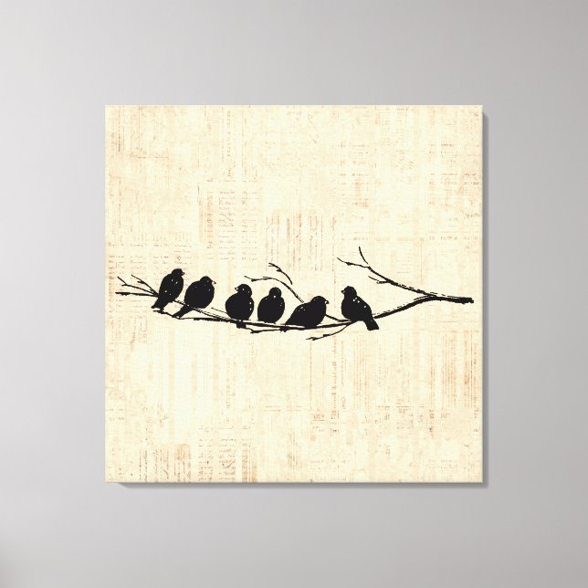 Aves en la rama del árbol de arte de aves viejas (Anverso)