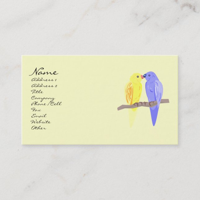 Aves en tarjetas de negocios de amor (Anverso)