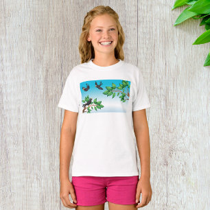 Aves En Una Camiseta De Árbol