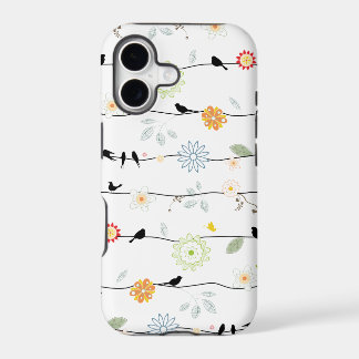 Aves en vides con flores