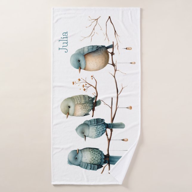 Aves extravagantes en ramas Elegancia intemporal (Toalla de baño)
