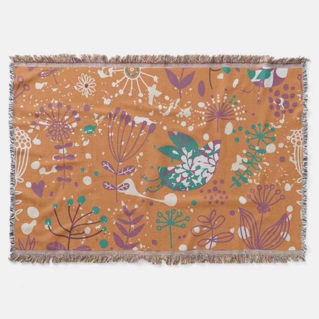 Aves florales extravagantes lanzan una manta (Anverso)