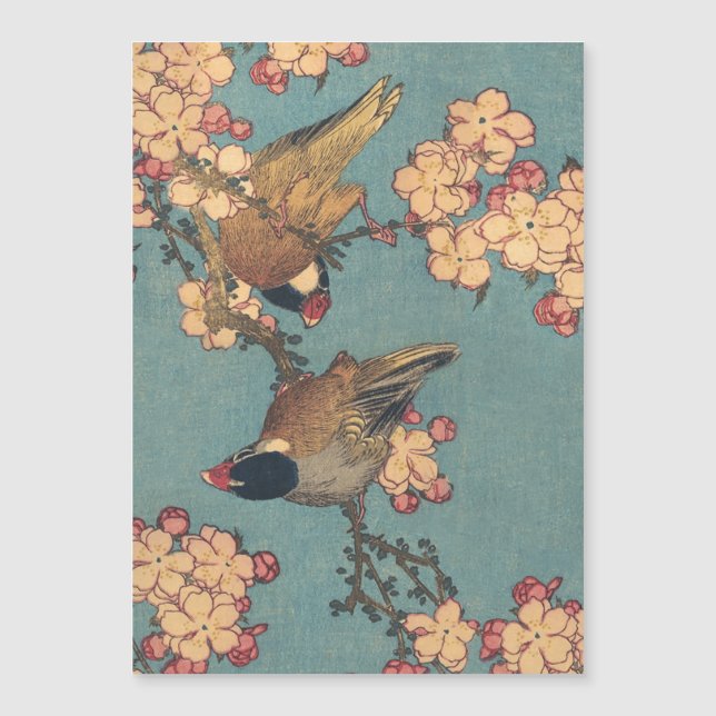 Aves flores Hokusai Arte Japonés (Anverso)
