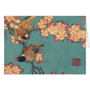 Aves flores Hokusai Arte Japonés