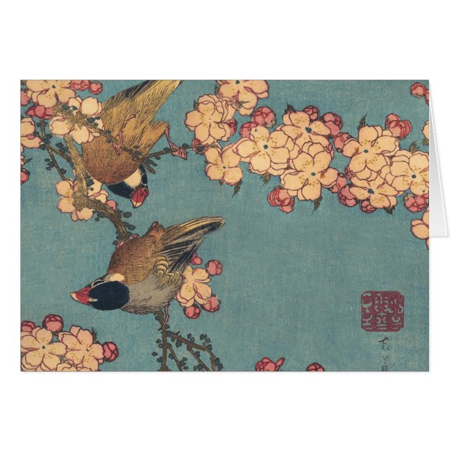 Aves flores Hokusai Arte Japonés (Anverso (Horizontal))