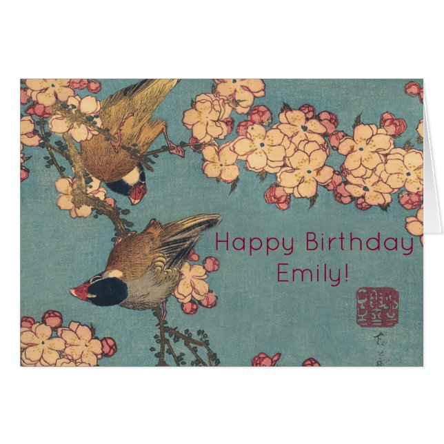 Aves flores Hokusai Arte Japonés (Anverso (Horizontal))