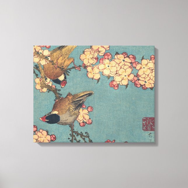 Aves flores Hokusai Arte Japonés (Anverso)