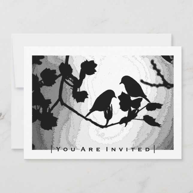 Aves góticas de amor Silhouettes Invitaciones de m (Anverso)