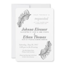 Aves grises de una boda de plumas invitaciones