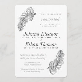 Aves grises de una boda de plumas invitaciones