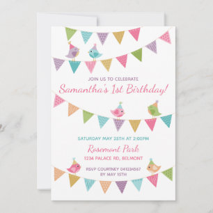 Aves Lindas en una Invitación Personalizable de Gu