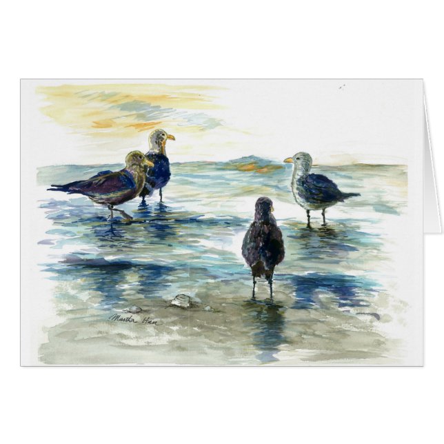 Aves marinas en la playa (Anverso (Horizontal))