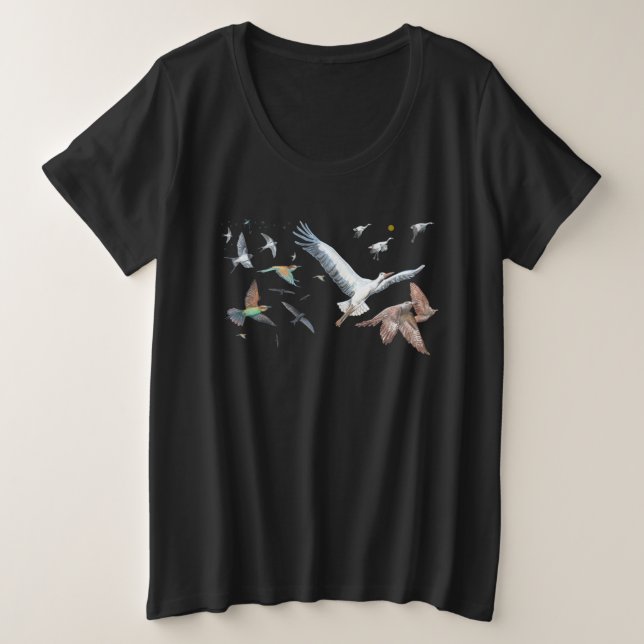 Aves migratorias trazando sus vuelos Negros (Anverso del diseño)