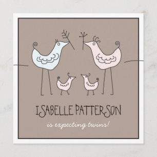 Aves modernas divertidas invitaciones a la ducha d