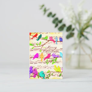 Aves musicales coloridas de la tarjeta navideña de