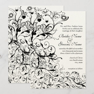 Aves negras y negras invitaciones a la boda