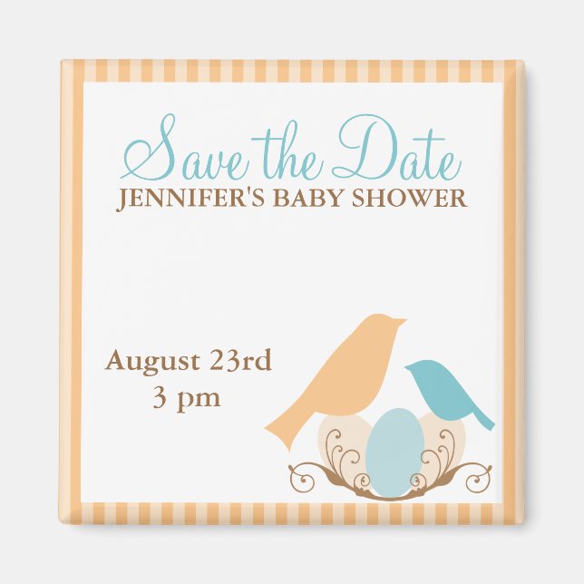 Aves Nest Baby Shower Salven imanes de fecha (Frente)