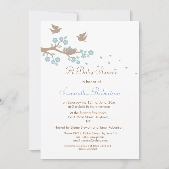 Aves niegan invitación de Baby Shower (Anverso)