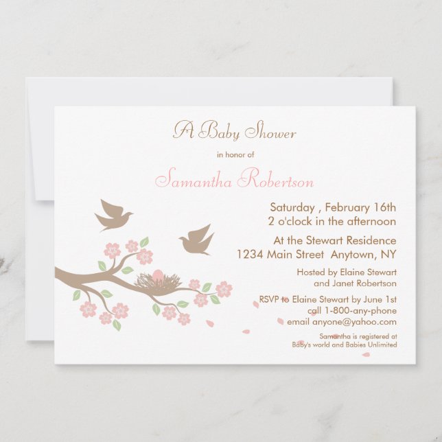 Aves niegan invitación de Baby Shower (Anverso)