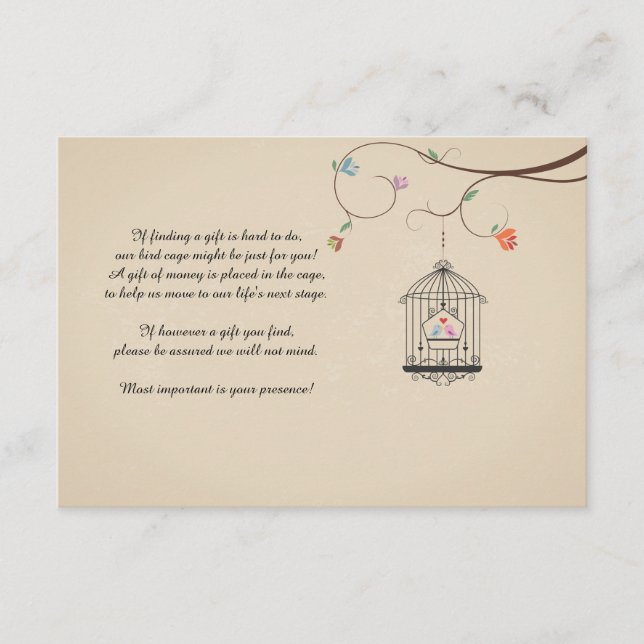 Aves que desean tarjetas de jaula para aves (Anverso)