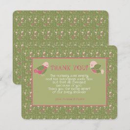 Aves ricas verdes y rosas Baby Shower gracias