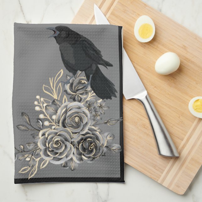 Aves Rosas y toalla de cocina de Ravens (Doblado Cuarto)
