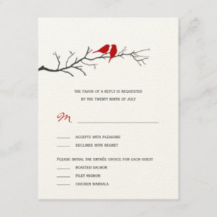 Aves Silhouettes Boda Tarjetas RSVP - Rojo -