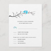 Aves Silhouettes Bodas Tarjetas RSVP - Turquesa -