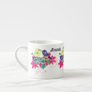 Aves, taza de espresso de vidrio