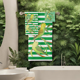 Aves tropicales de rayas blancas verdes monogramad