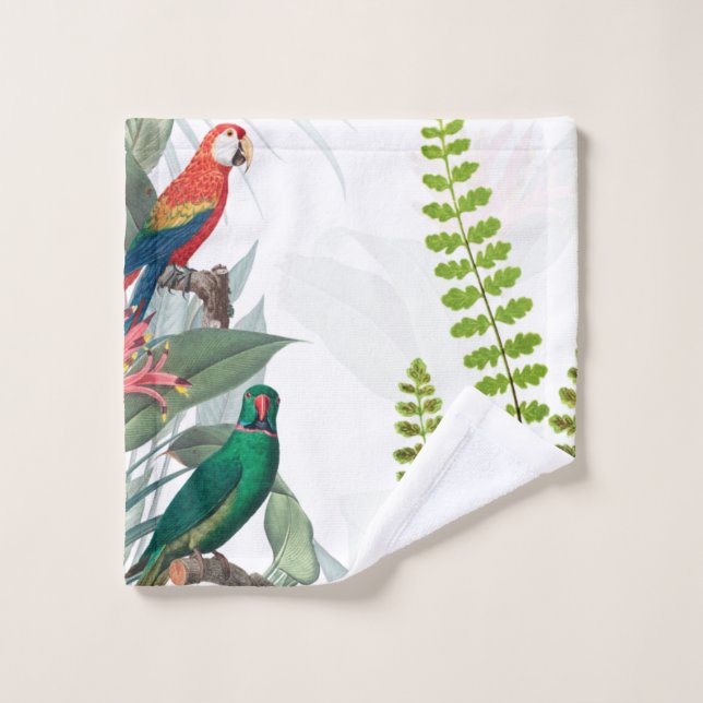 Aves tropicales loros y follaje (Toallita)