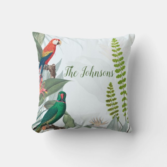 Aves tropicales Perros y Cojín decorativo fológico (Anverso)