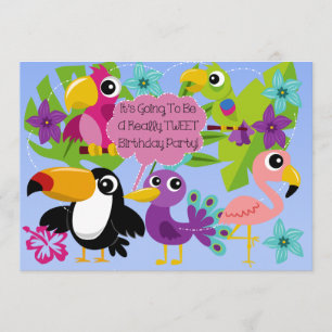 Aves Tropicales Tweet Invitación de cumpleaños